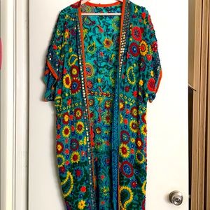 Half Sleeve Silk Kimono Handmade Embroideries